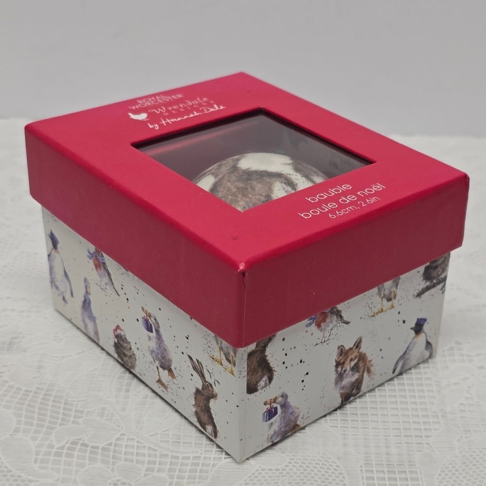 Royal Worcester Wrendale Designs Rabbit Bunny Ball Ornament NEW Christmas Easter - Picture 8 of 9